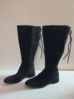 Born Style Hayden Knee high Boots Leather/suede Almond Toe Zipperd Ladies 6 Nwob